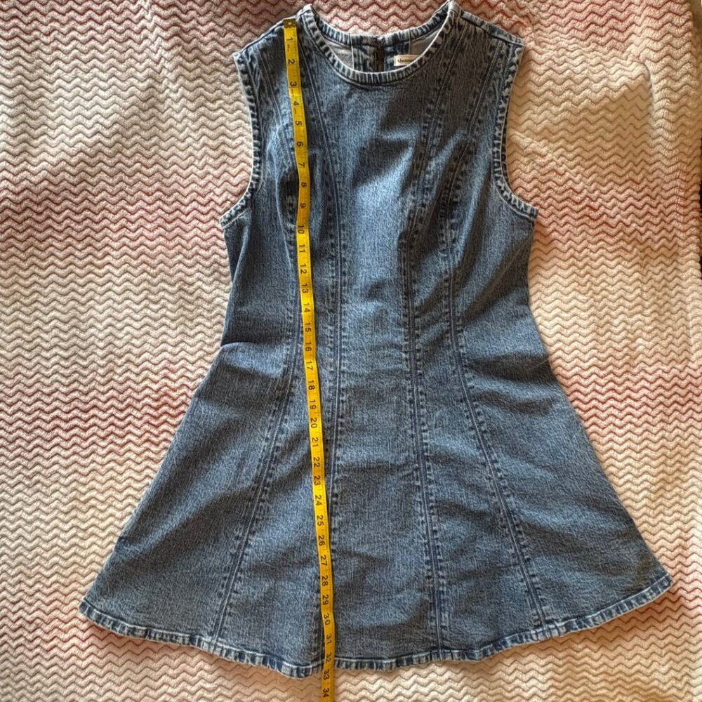 NWT Abercrombie & Fitch Mila High-Neck Blue Denim Mini Dress - Size Large Petite - Picture 4 of 6